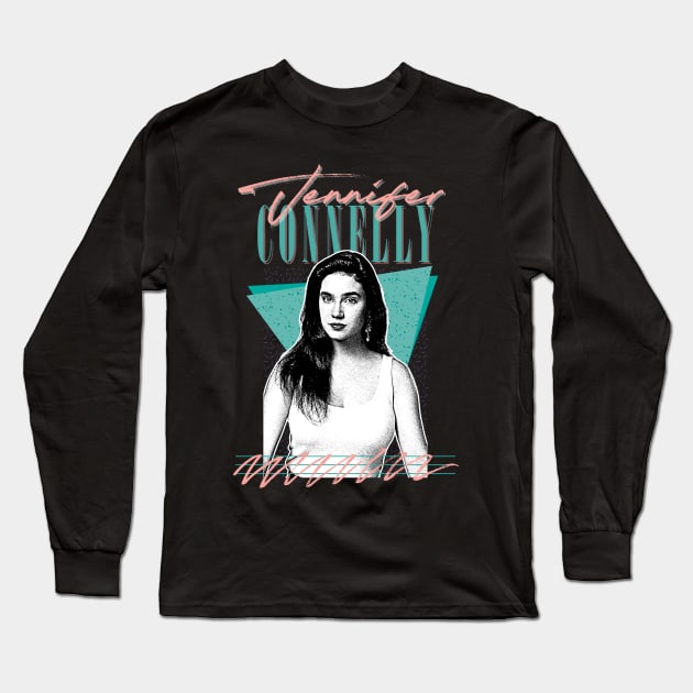 Jennifer Connelly // Retro Style Fan Design Long Sleeve T-Shirt by DankFutura